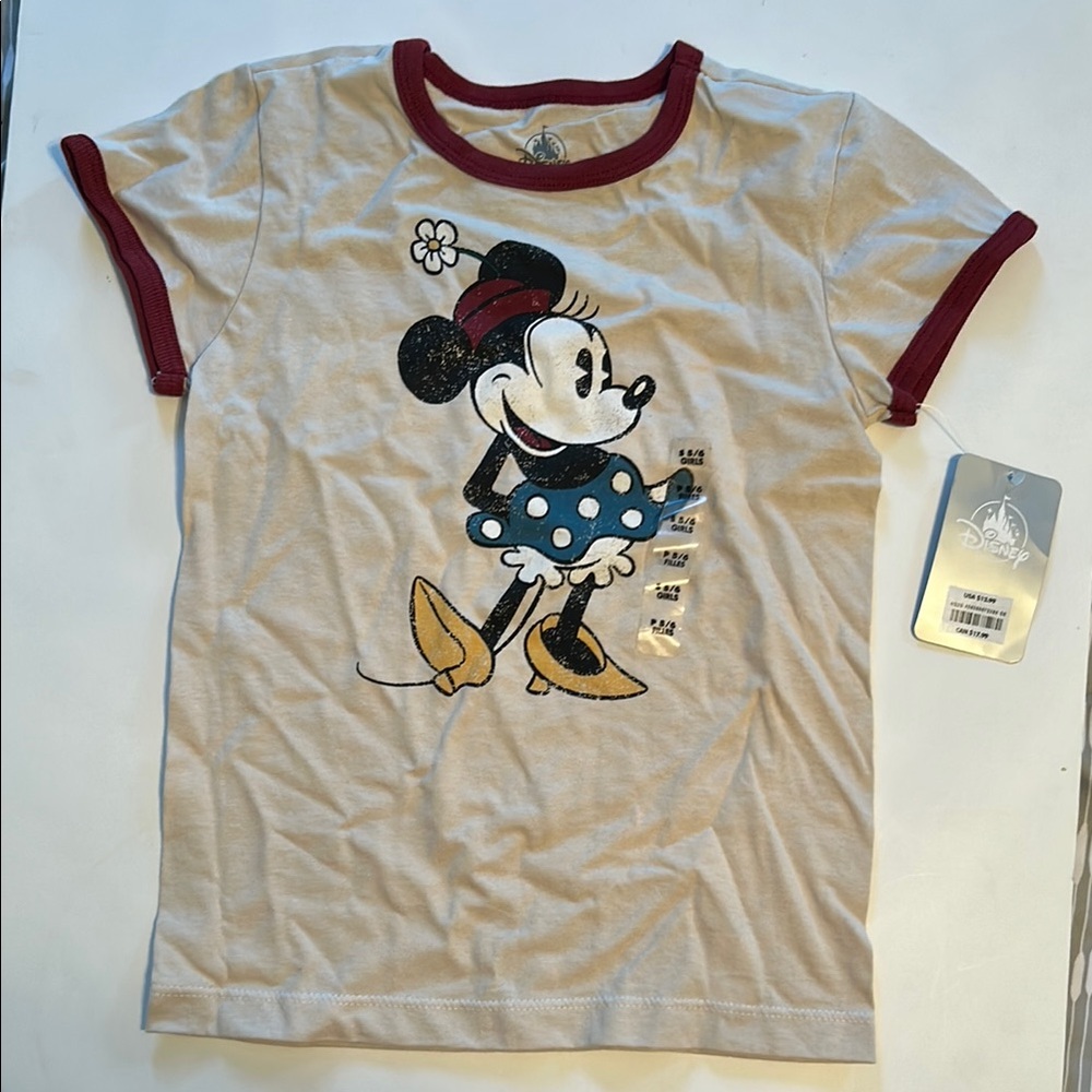Disney Kids Minnie Mouse Cream and Red T-Shirt